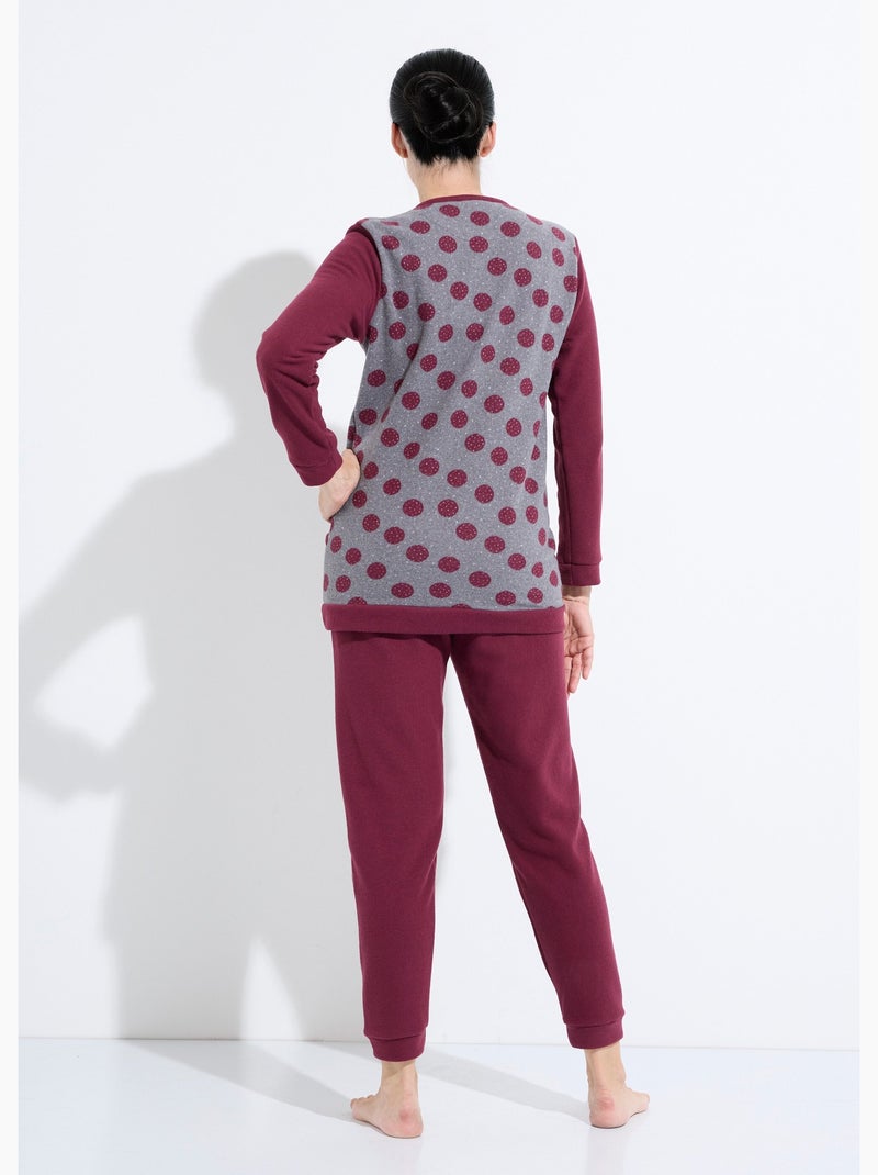 Pyjama pantalon maille milano imprimé pois Bordeaux - Kiabi