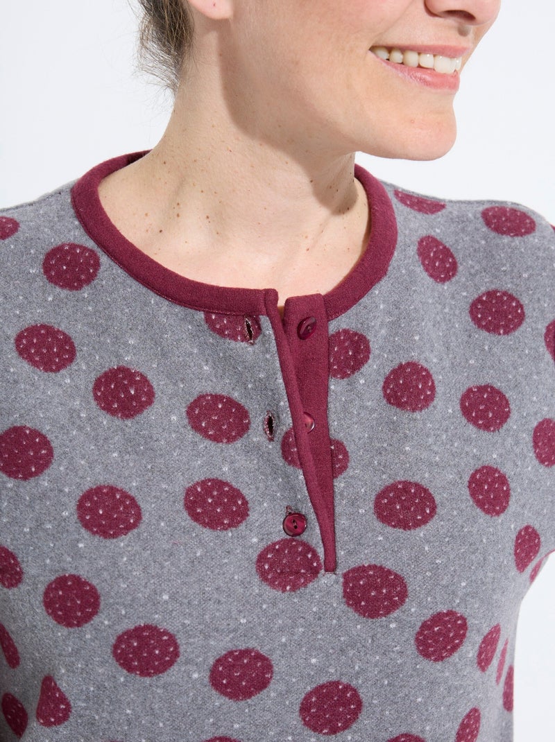 Pyjama pantalon maille milano imprimé pois Bordeaux - Kiabi