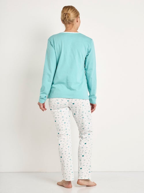Pyjama pantalon manches longues coton - Afibel - Kiabi Pyjama pantalon manches longues coton - Afibel - Kiabi