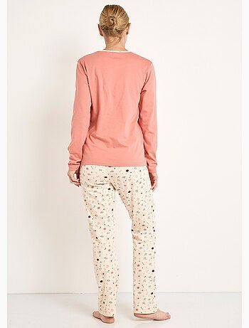 Pyjama pantalon manches longues coton