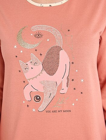 Pyjama pantalon manches longues coton