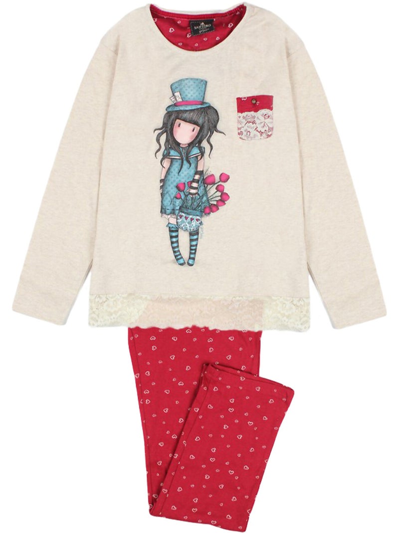 Pyjama pantalon manches longues The Hatter ivoire Ecru - Kiabi