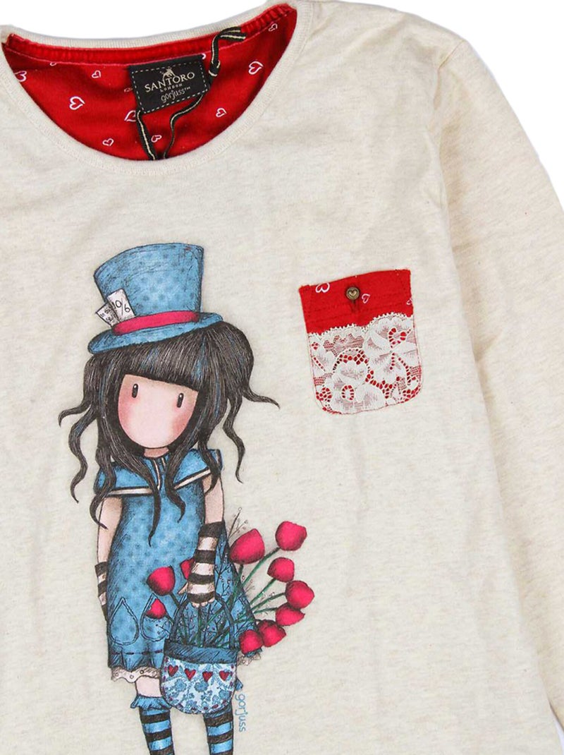 Pyjama pantalon manches longues The Hatter ivoire Ecru - Kiabi