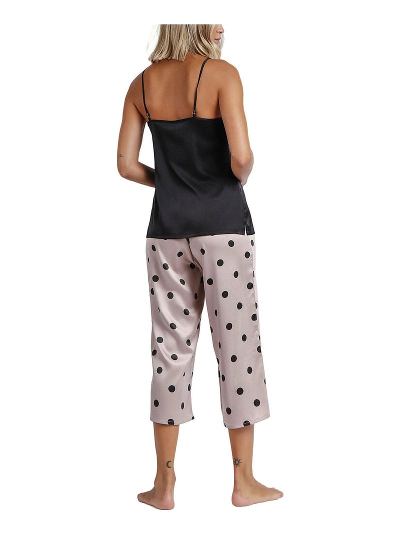 Pyjama pantalon palazzo caraco Elegant Dots Noir - Kiabi