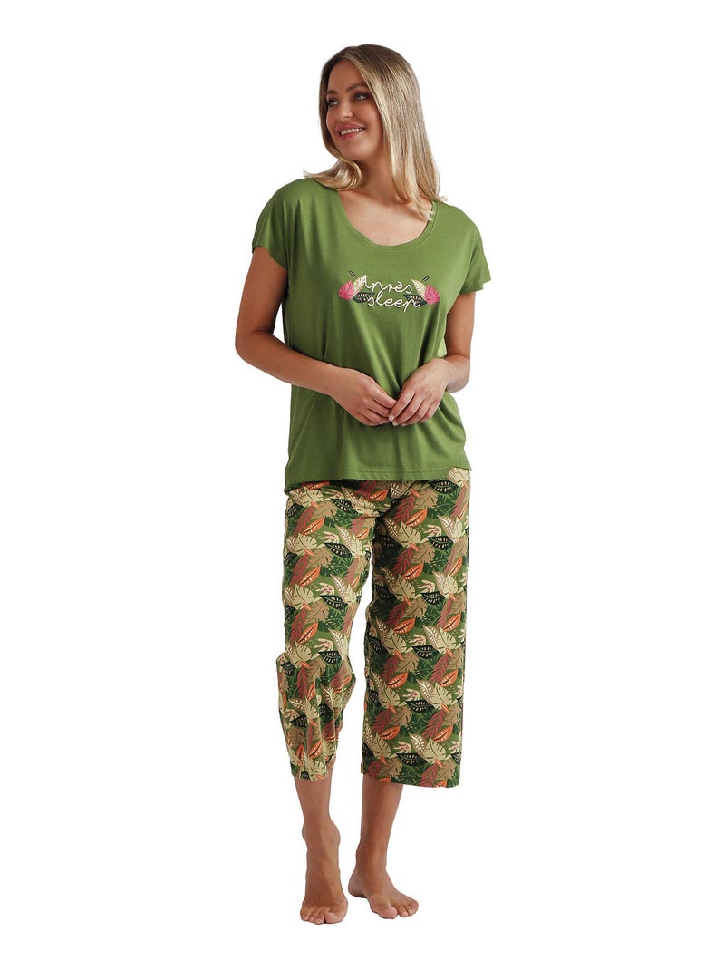 Pyjama pantalon palazzo t-shirt Apres Sleep Vert - Kiabi