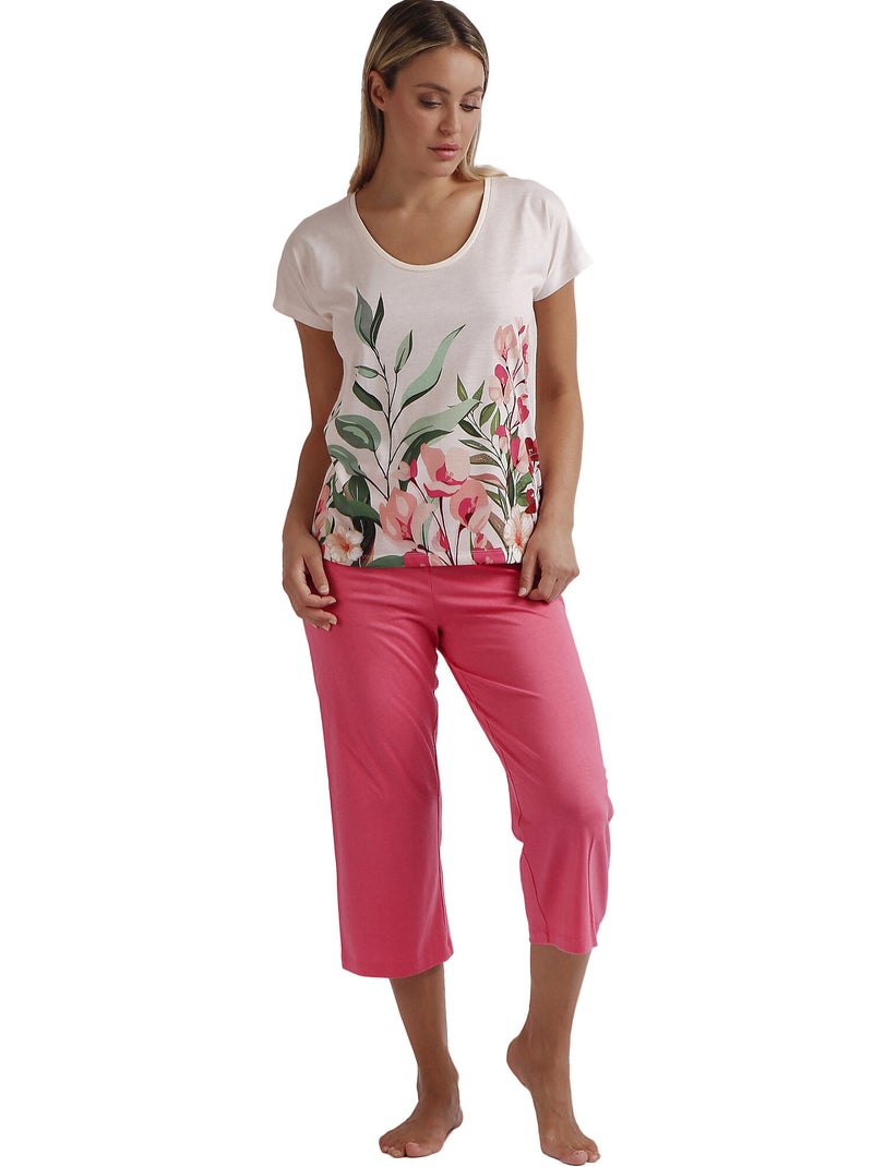 Pyjama pantalon palazzo t-shirt Let It Grow Rose - Kiabi