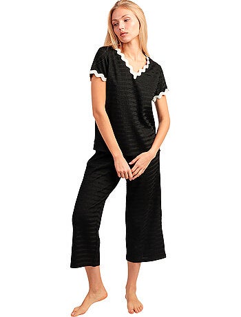 Pyjama pantalon palazzo t-shirt Luxe Waves