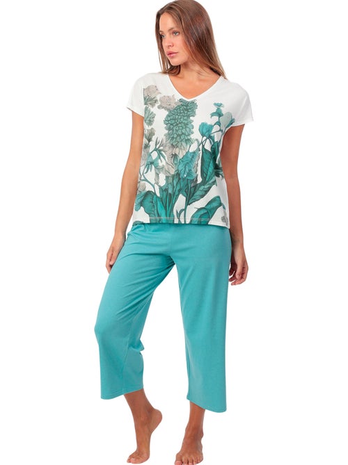 Pyjama pantalon palazzo t-shirt Mint Garden - Kiabi