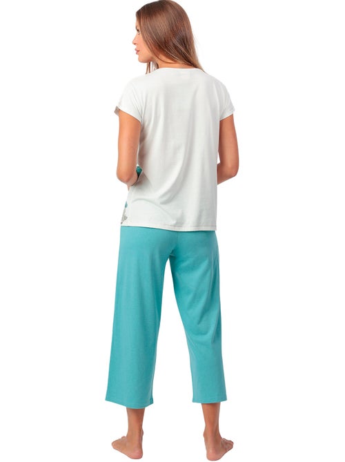 Pyjama pantalon palazzo t-shirt Mint Garden - Kiabi