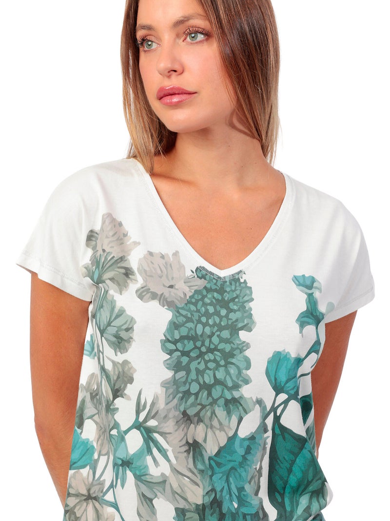Pyjama pantalon palazzo t-shirt Mint Garden Bleu - Kiabi