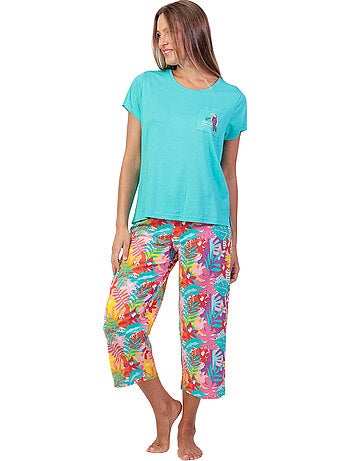 Pyjama pantalon palazzo t-shirt Tropical Summer