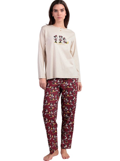 Pyjama pantalon polo manches longues Minnie Mouse Disney - Kiabi