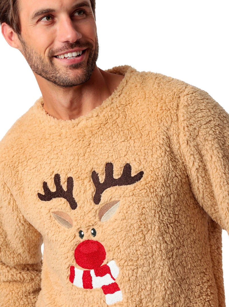 Pyjama pantalon pull Reindeer Marron - Kiabi