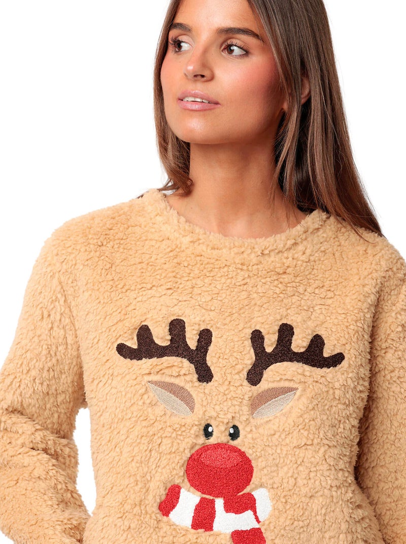 Pyjama pantalon pull Reindeer Marron - Kiabi