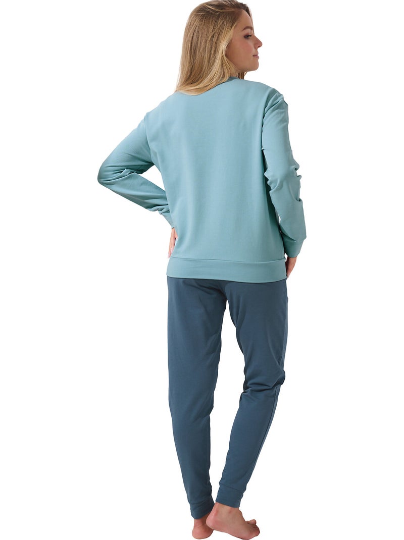 Pyjama pantalon resserré top manches longues Delightful Bleu - Kiabi