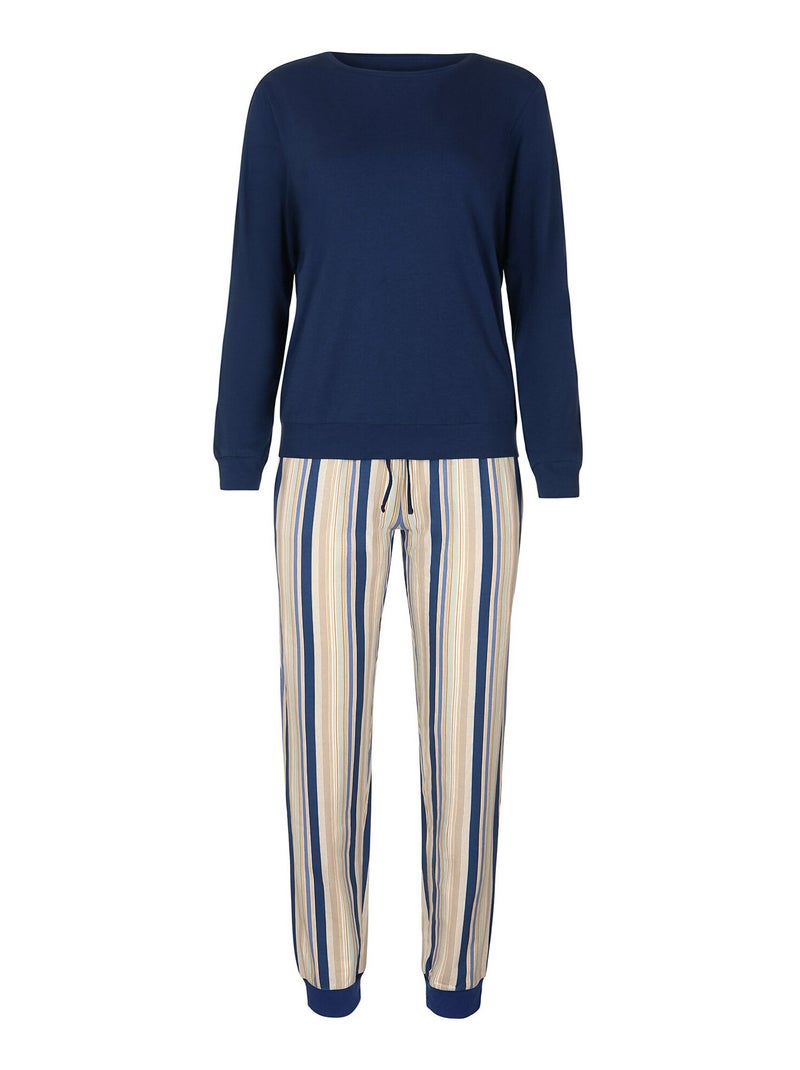 Pyjama pantalon resserré top manches longues Maxine Bleu - Kiabi