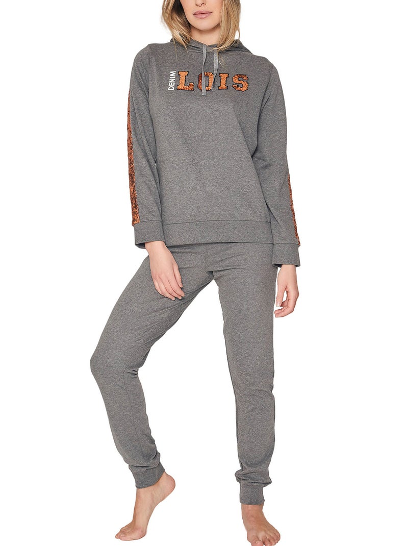 Pyjama pantalon sweat capuche Bright Gris - Kiabi