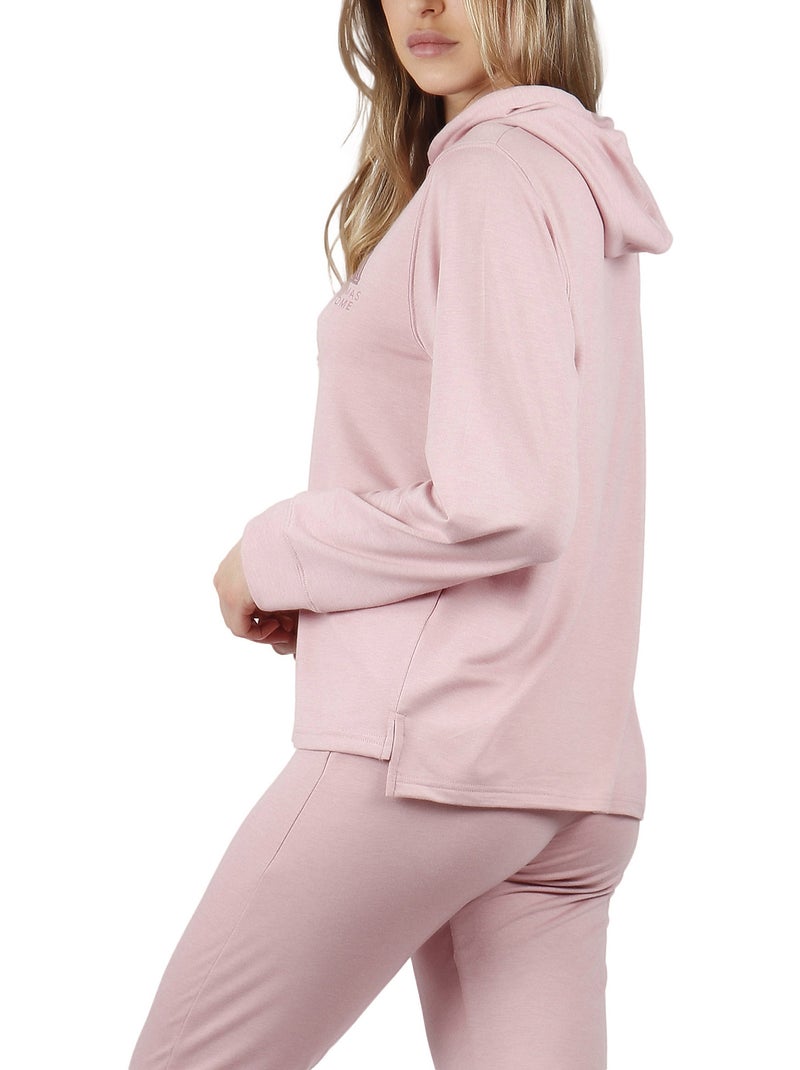 Pyjama pantalon sweat capuche Make It Happen Rose - Kiabi