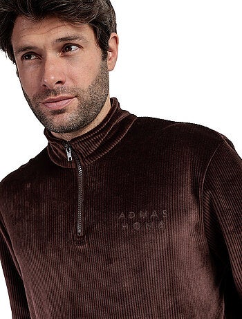 Pyjama pantalon sweat col montant zippé Corduroy