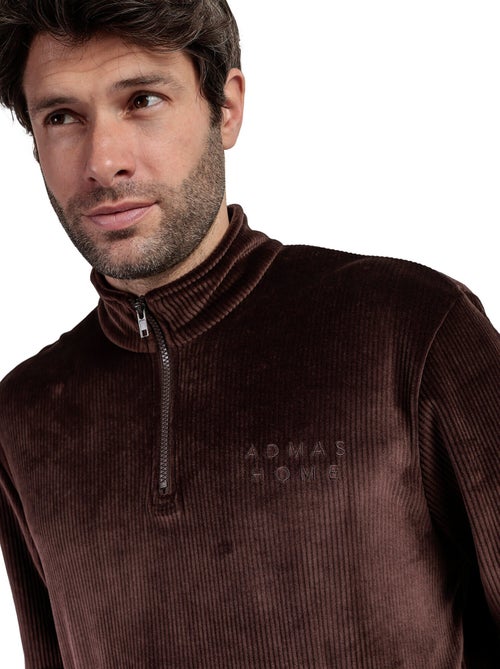 Pyjama pantalon sweat col montant zippé Corduroy - Kiabi Pyjama pantalon sweat col montant zippé Corduroy - Kiabi