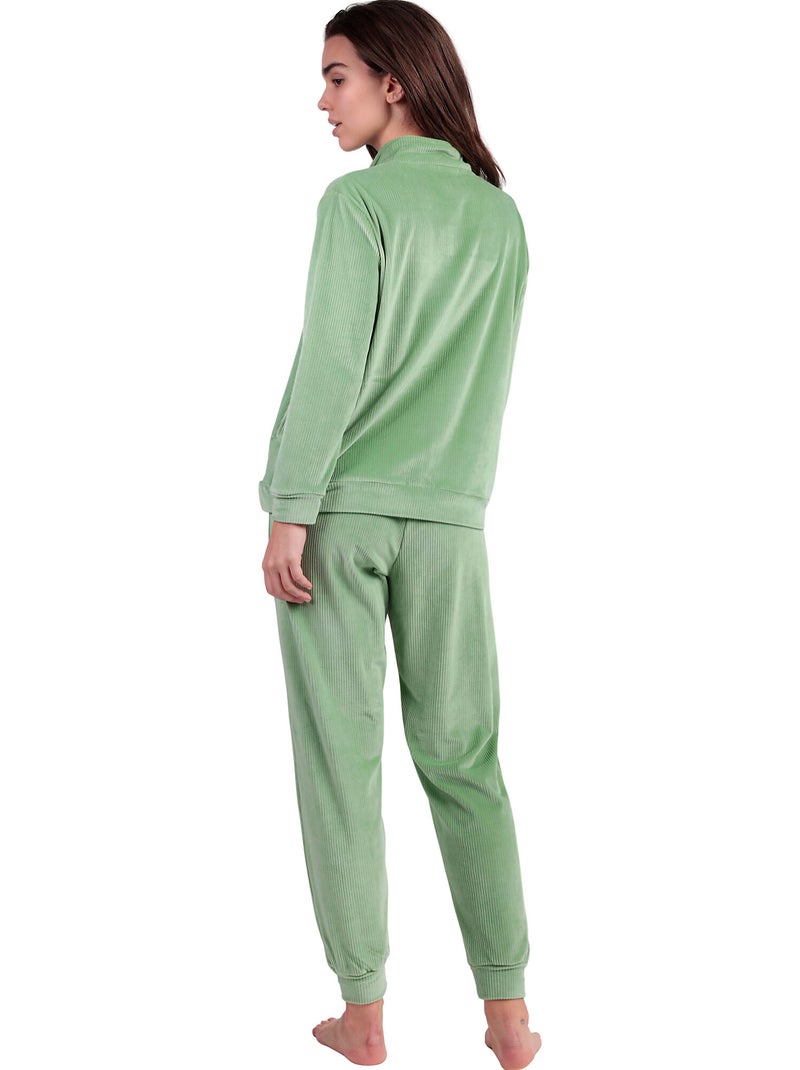 Pyjama pantalon sweat manches longues ADM Home Vert - Kiabi