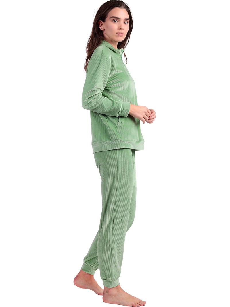 Pyjama pantalon sweat manches longues ADM Home Vert - Kiabi