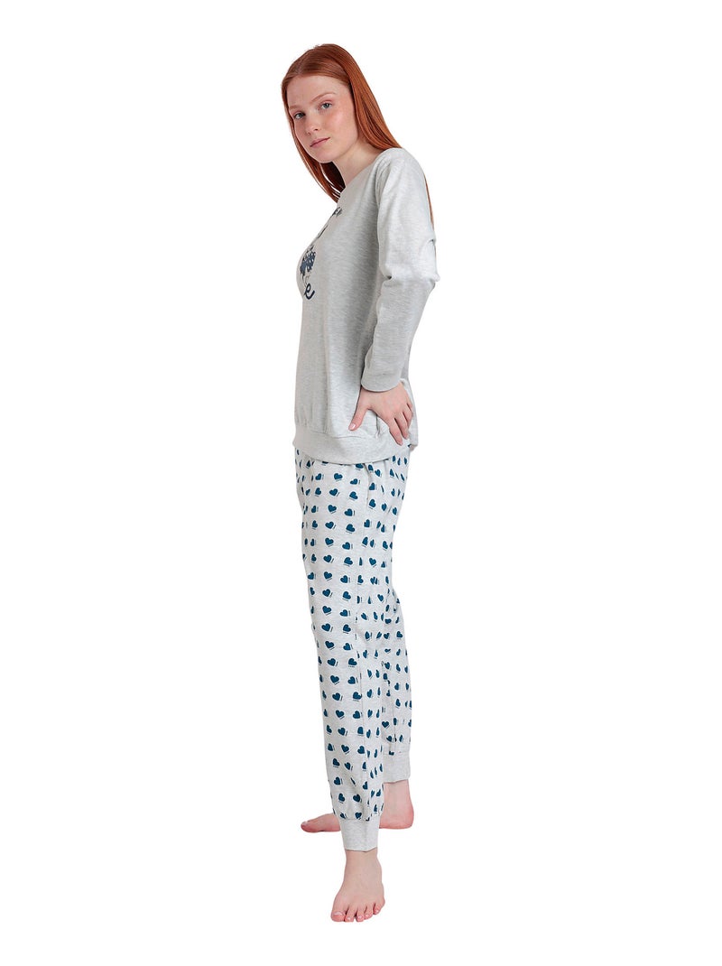 Pyjama pantalon sweat You Make My Love Disney Gris - Kiabi