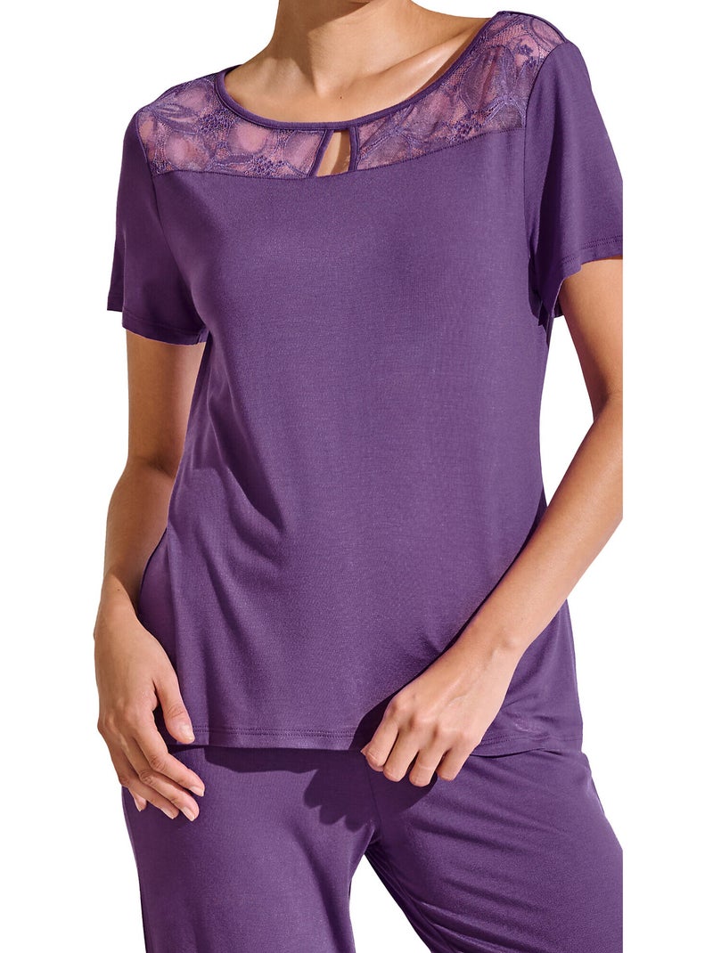 Pyjama pantalon t-shirt PATRICIA Violet - Kiabi