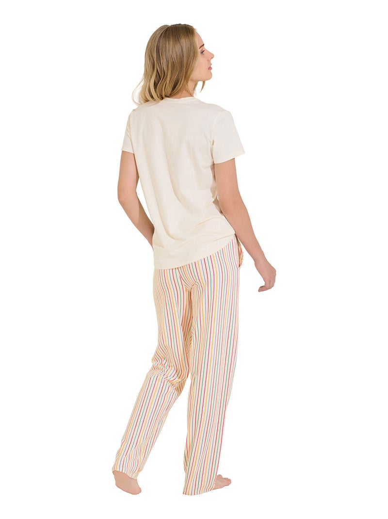 Pyjama pantalon t-shirt SUMMER Ecru - Kiabi