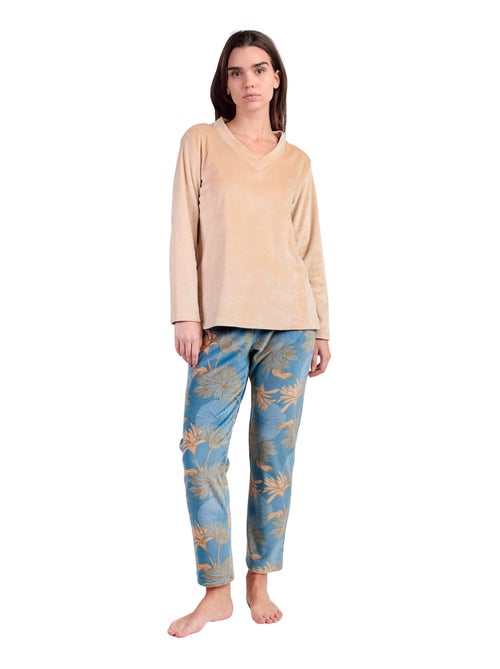 Pyjama pantalon top col V Oriental - Kiabi