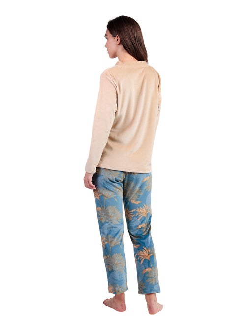 Pyjama pantalon top col V Oriental - Kiabi