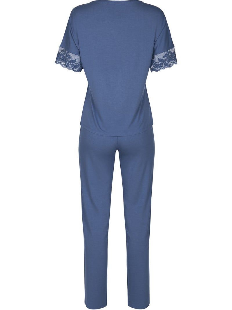Pyjama pantalon top manches courtes Juliette Bleu - Kiabi