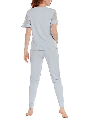 Pyjama pantalon top manches courtes Smooth