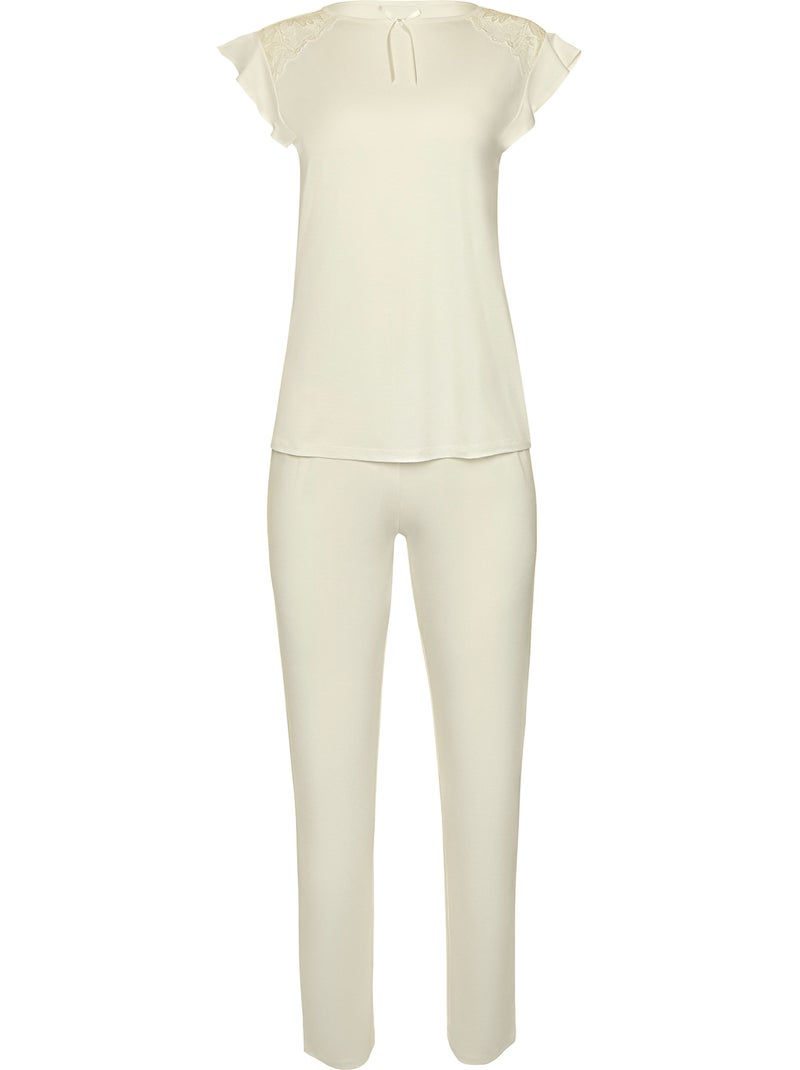 Pyjama pantalon top manches courtes tenue d'intérieur Harvest Ecru - Kiabi