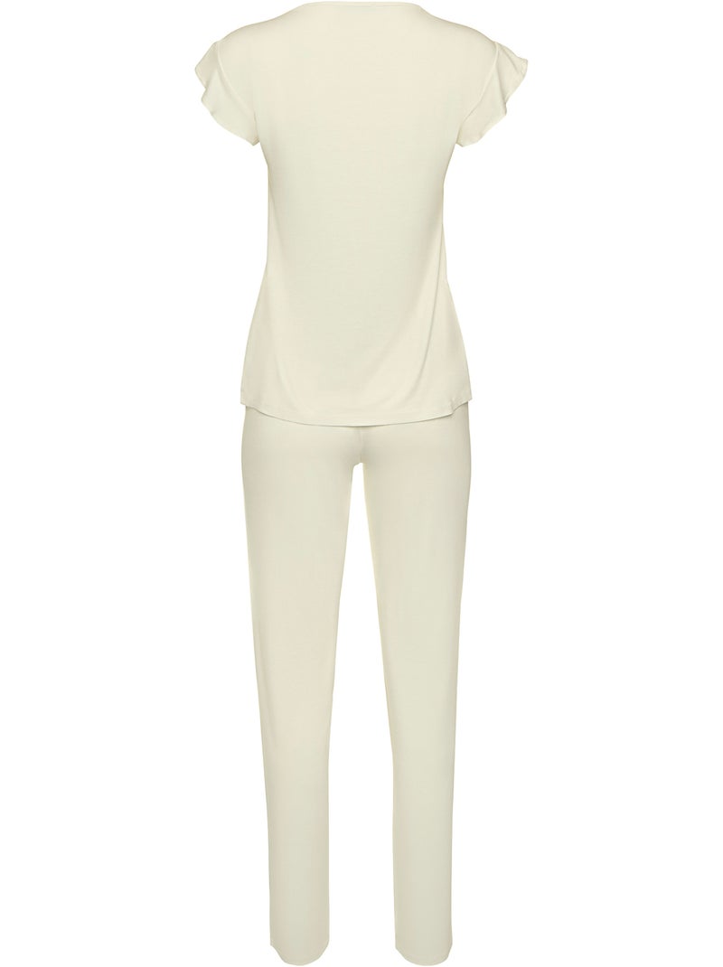 Pyjama pantalon top manches courtes tenue d'intérieur Harvest Ecru - Kiabi