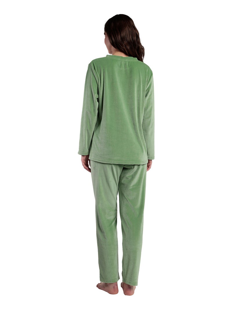 Pyjama pantalon top manches longues ADM Home Vert - Kiabi