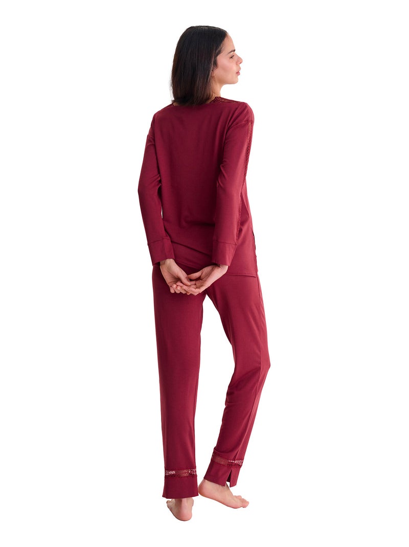 Pyjama pantalon top manches longues ADVENTURE Bordeaux - Kiabi