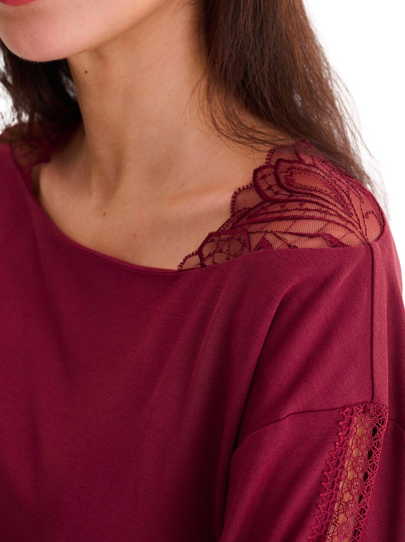 Pyjama pantalon top manches longues ADVENTURE Bordeaux - Kiabi