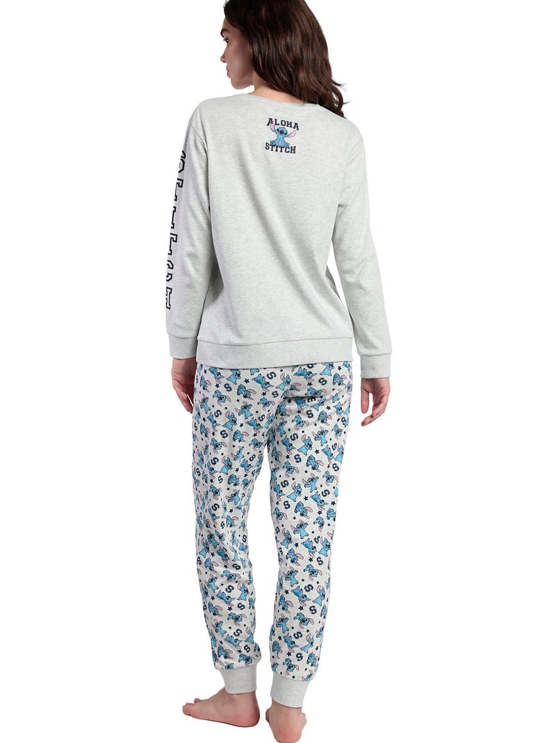 Pyjama pantalon top manches longues Aloha Stitch Disney Gris - Kiabi
