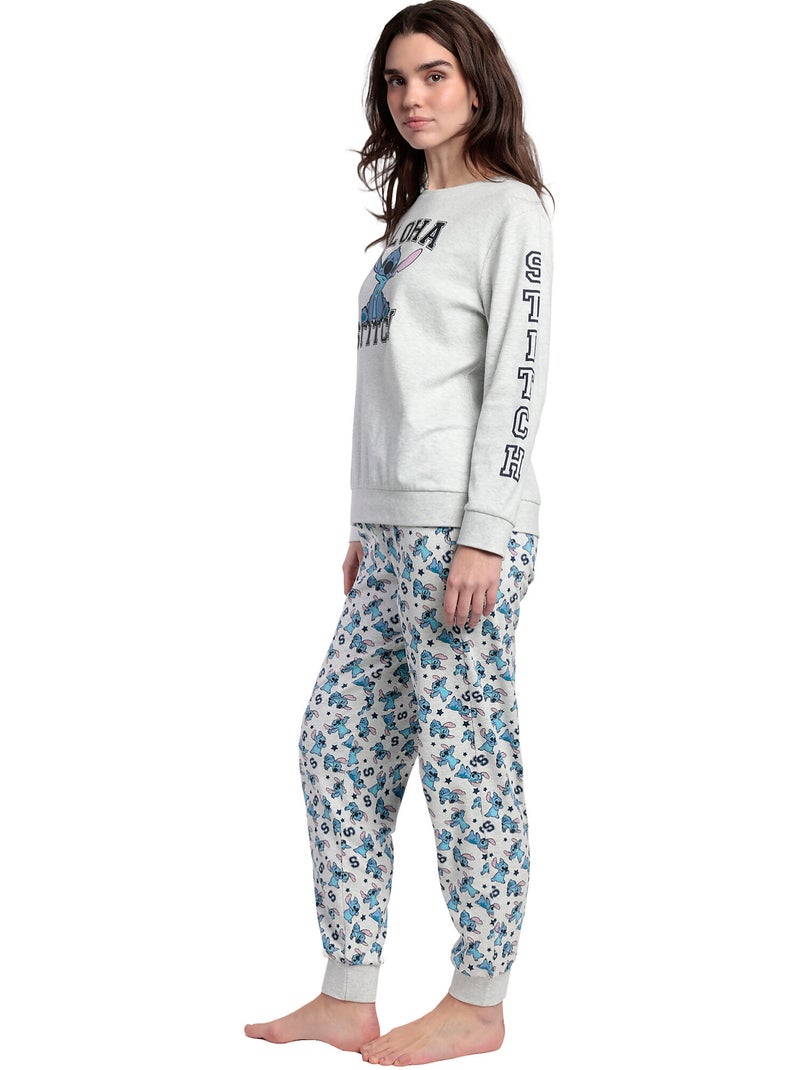 Pyjama pantalon top manches longues Aloha Stitch Disney Gris - Kiabi