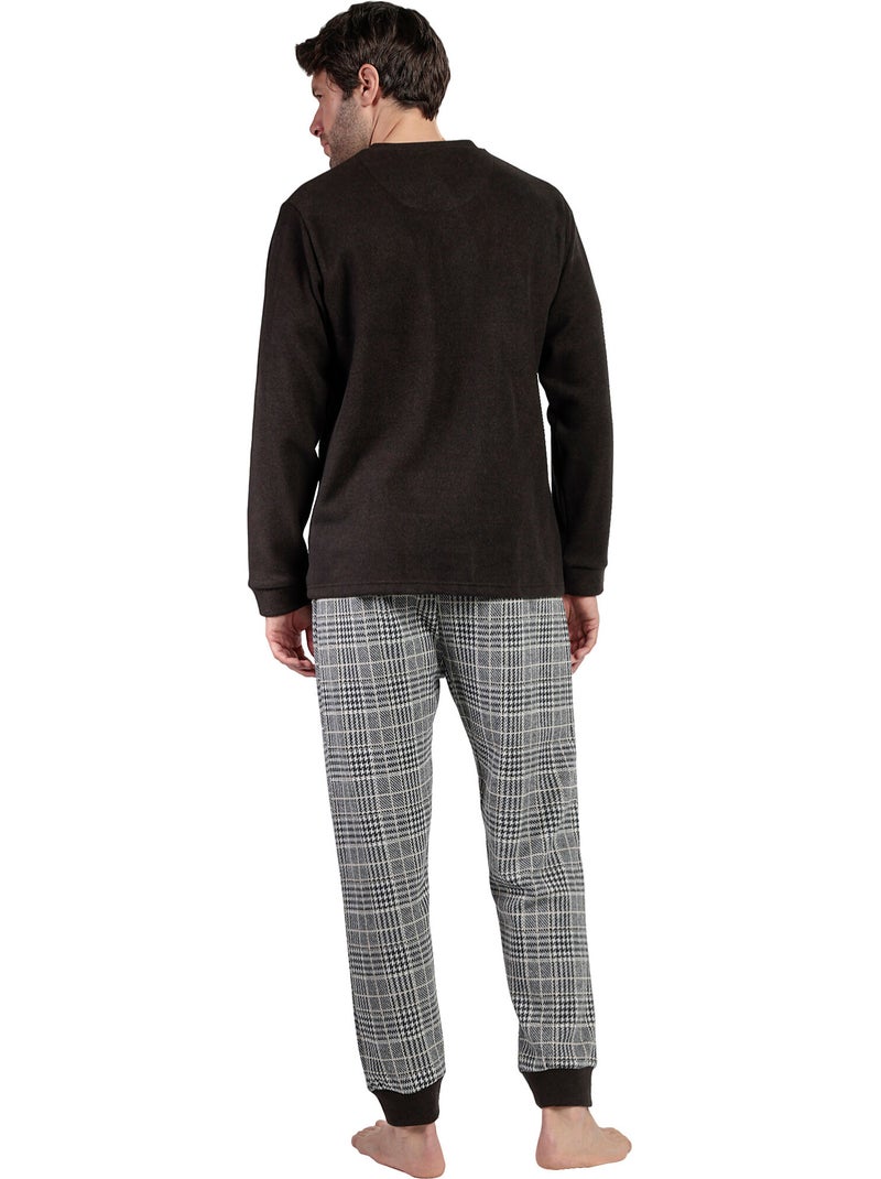 Pyjama pantalon top manches longues Americano Marron - Kiabi