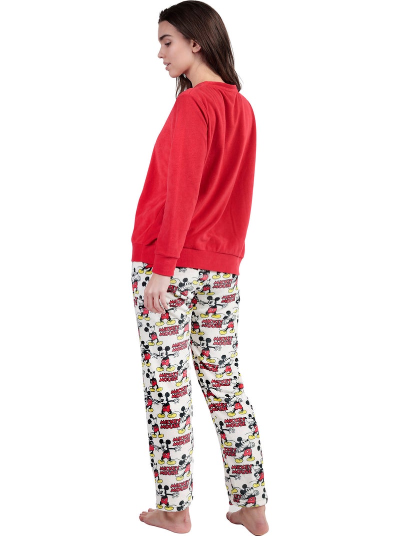 Pyjama pantalon top manches longues Best Mickey Disney Rouge - Kiabi