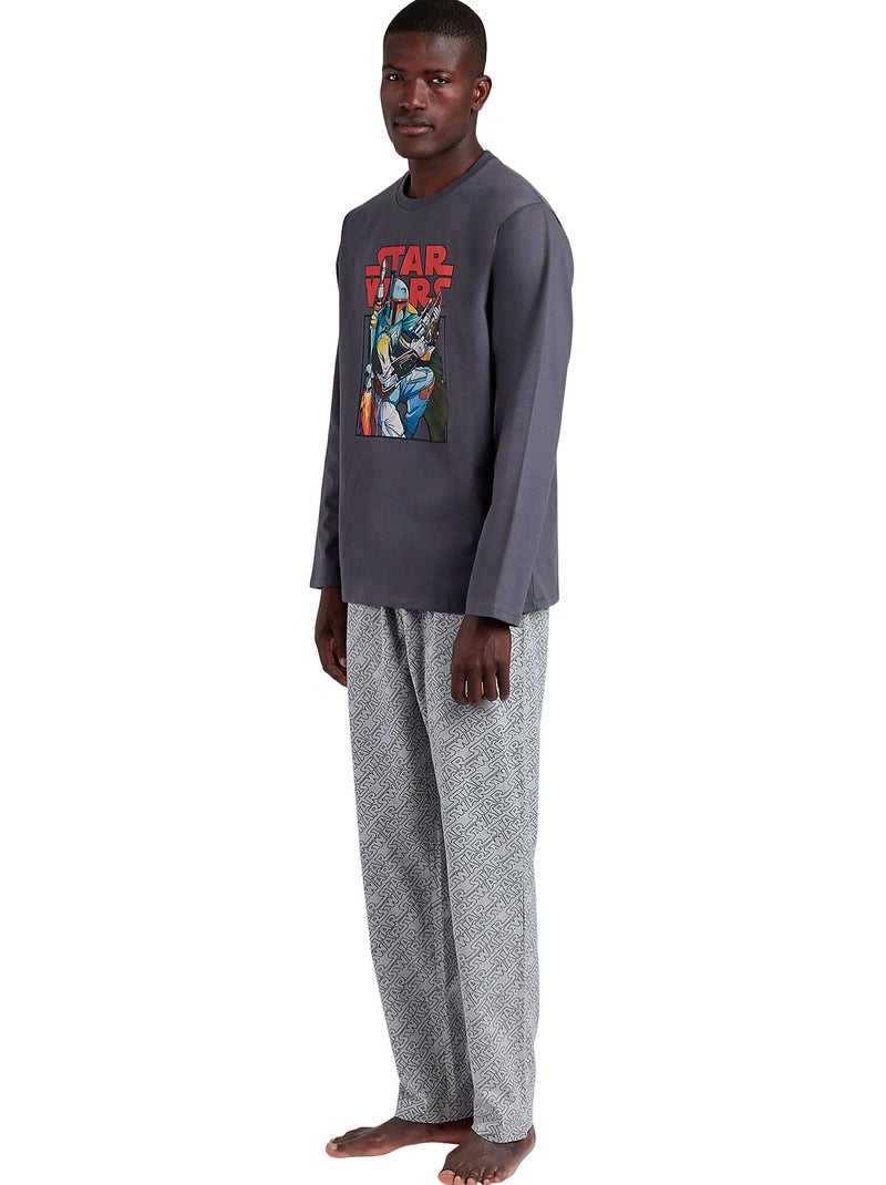 Pyjama pantalon top manches longues Boba Fett Star Wars Gris - Kiabi