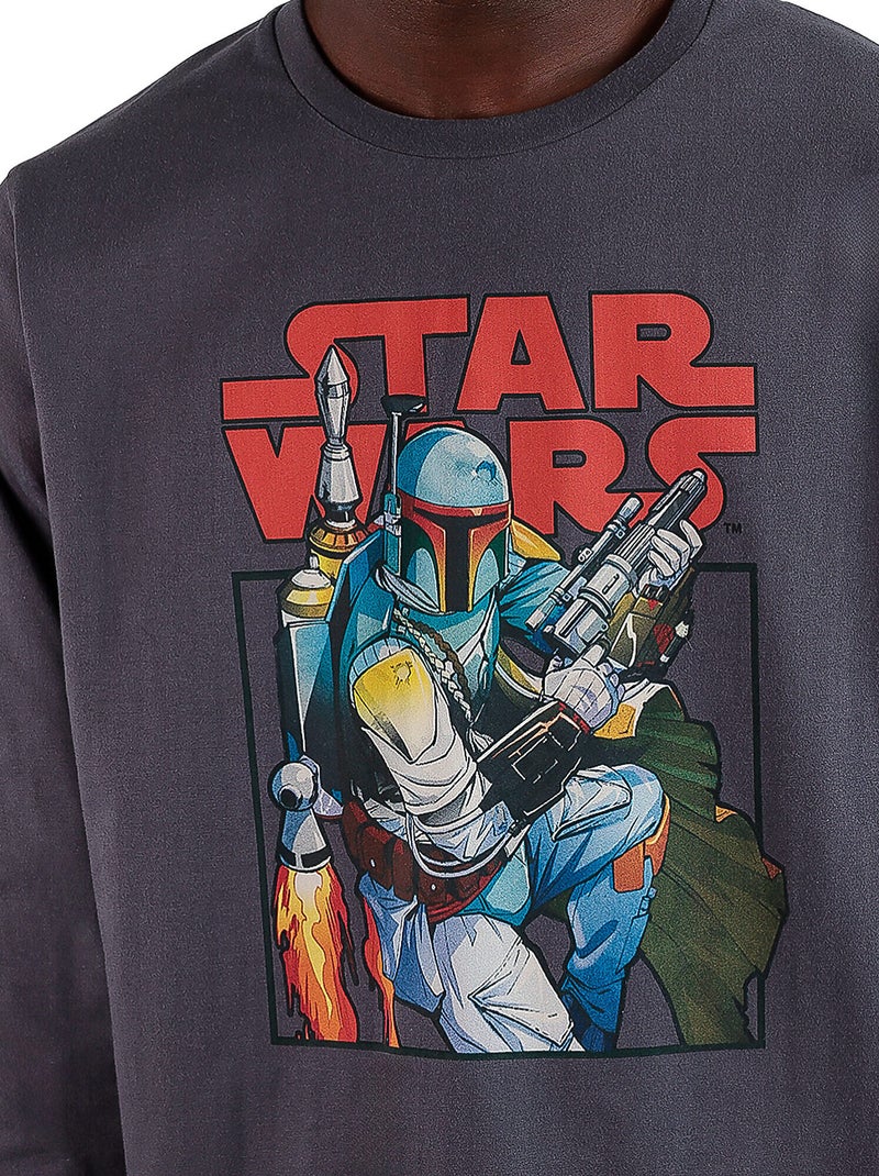 Pyjama pantalon top manches longues Boba Fett Star Wars Gris - Kiabi