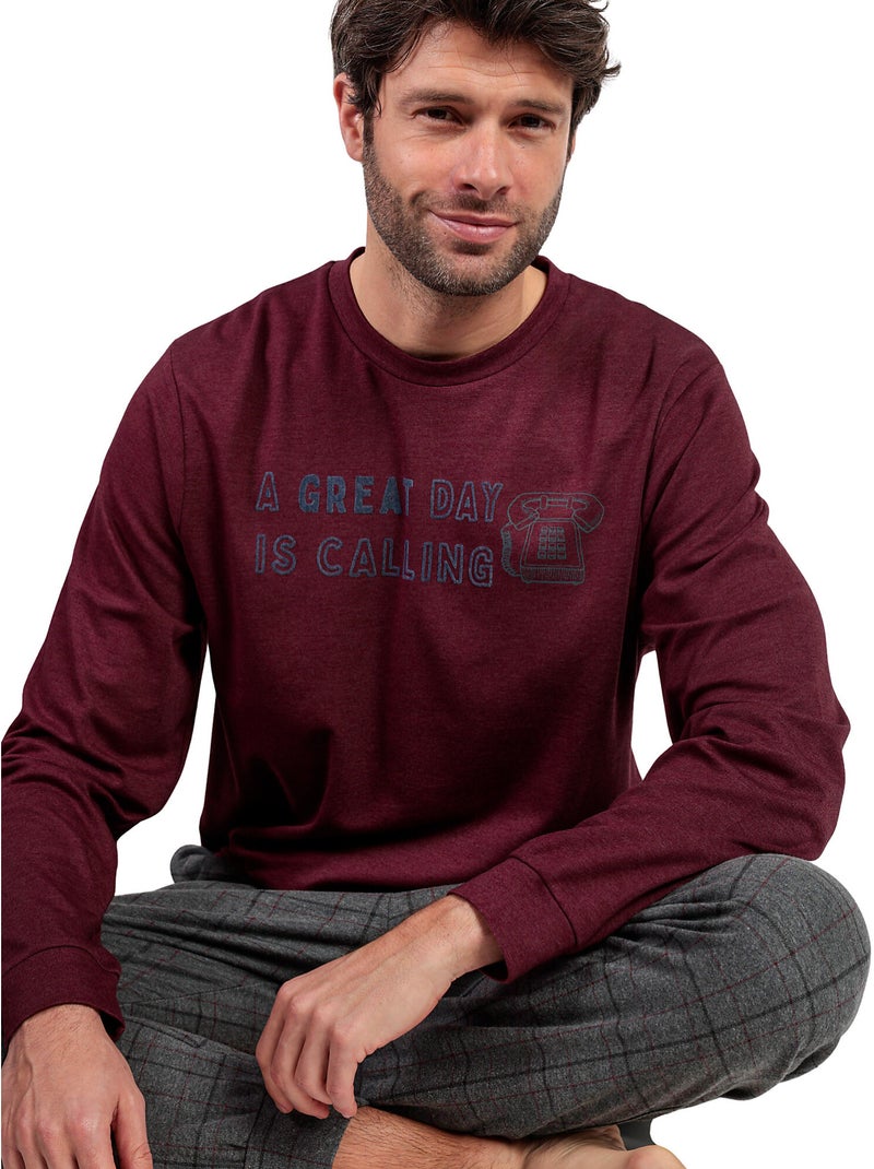 Pyjama pantalon top manches longues Calling Bordeaux - Kiabi