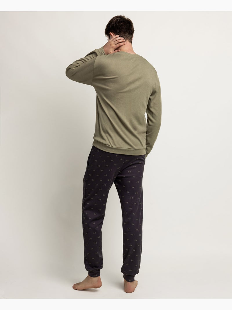 Pyjama pantalon top manches longues camp car Kaki - Kiabi