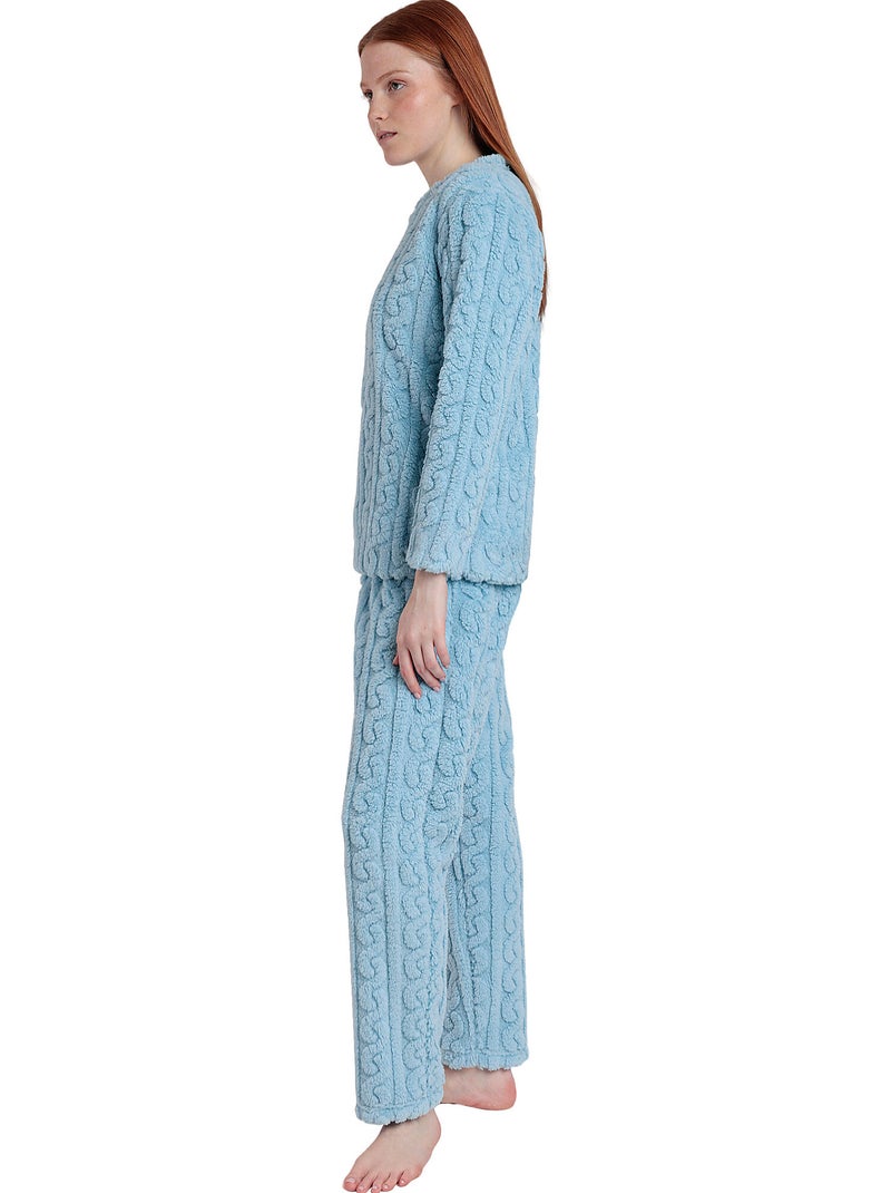 Pyjama pantalon top manches longues Chains Bleu - Kiabi