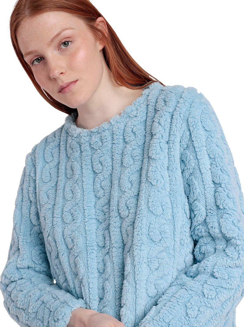 Pyjama pantalon top manches longues Chains Bleu - Kiabi