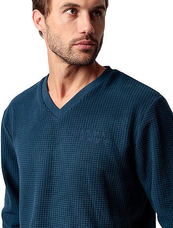 Pyjama pantalon top manches longues Checks Texture