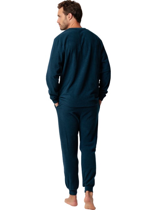 Pyjama pantalon top manches longues Checks Texture - Kiabi